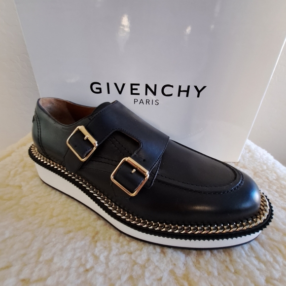 Givenchy Other - Givenchy Black Leather Monk Strap Derby with Gold Buckles